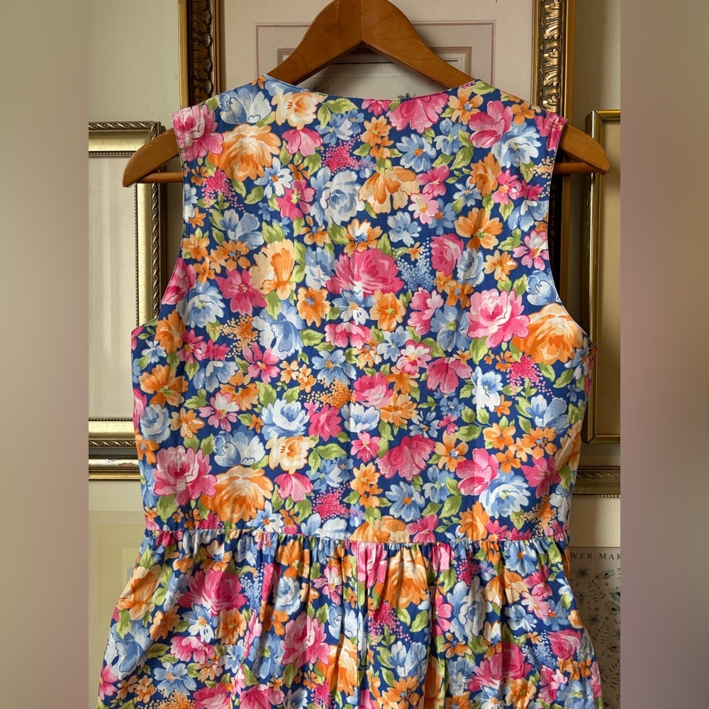Vintage Laura Ashley Floral Bow Pocket Jumpsuit Romper Small - Picture 5 of 13